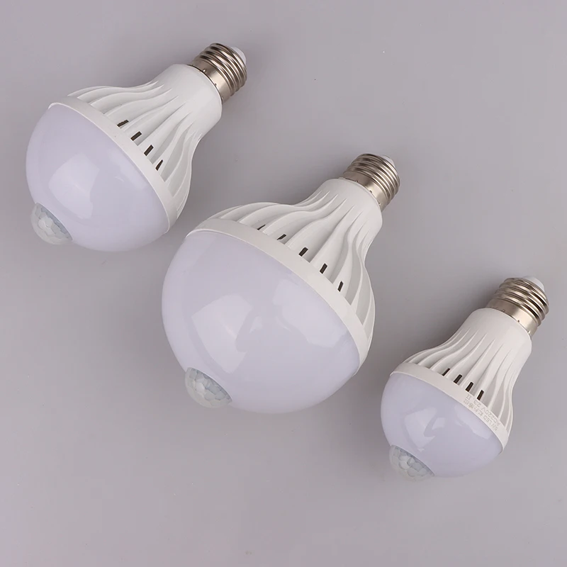 LED 220V E27 PIR 모션 센서 램프, 모션 센서 포함 전구, 적외선 방사 모션 감지기, 야간 조명, 5W, 7W, 9W, 12W