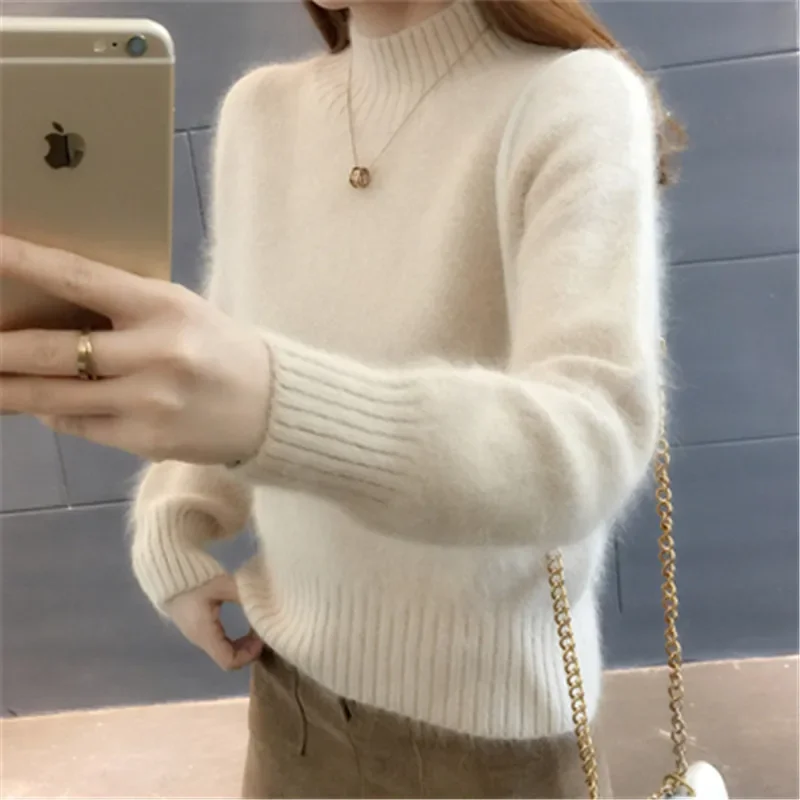 

Autumn Cashmere Sweater Women Winter Wool Mohair velvet Fleece Soft Elasticity Casual Thick Pullover Warm Loose Sweaters V777