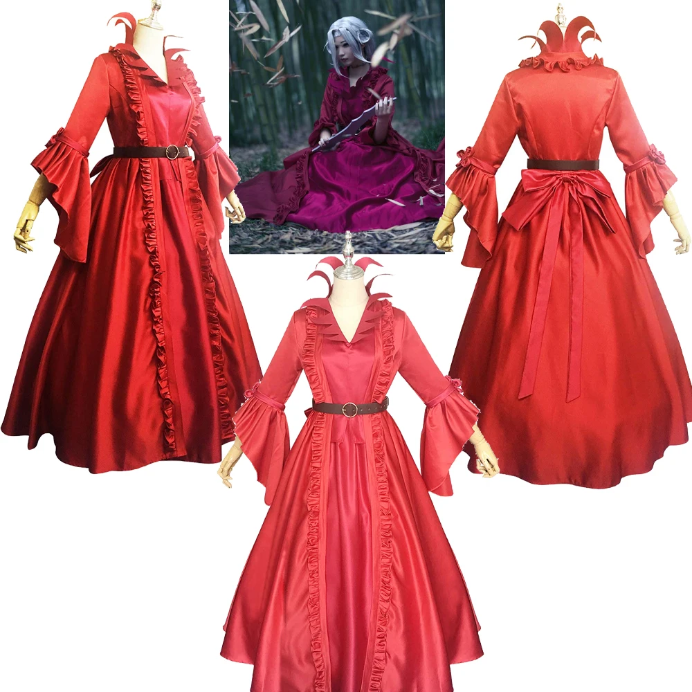 

TV Medieval Witch Cosplay Costume Bloody Cos Queen Red Long Dress Women Girls Outfits Fantasia Halloween Carnival Disguise Suit