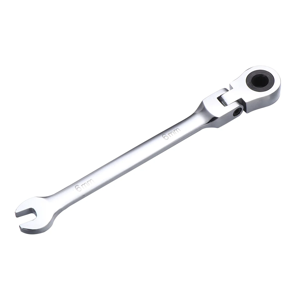 

6mm Dual Heads Ratchet 180 Degree Flexible Pivoting Head Adjustable Combination Dicephalous Wrench Spanner (Silver)