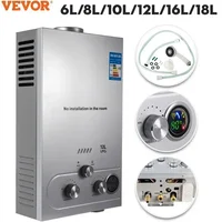 VEVOR-Chauffe-eau sans réservoir au gaz GPL, gaz propane, acier inoxydable, bomicrophone, kit de douche de camping, 6L-18L 1