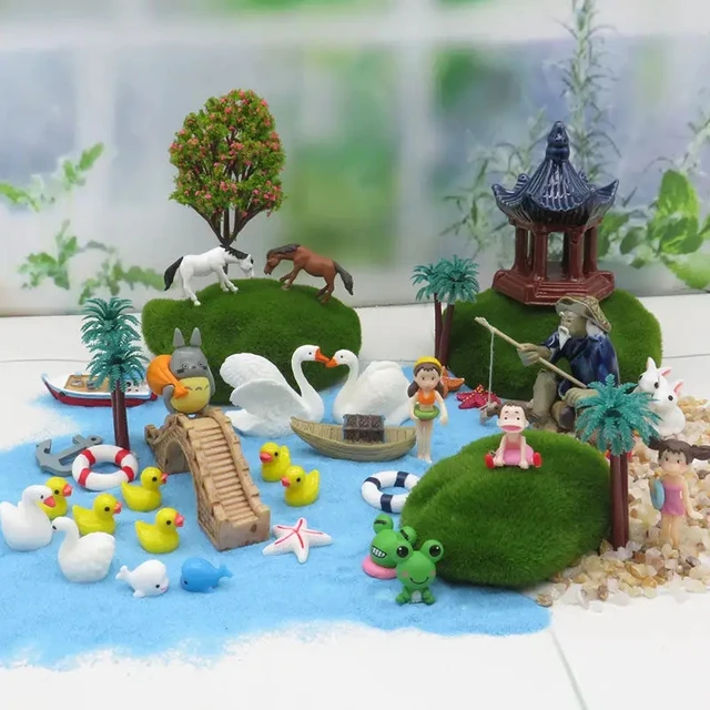 10 Db Tündérkert Sárga Fehér Kacsa Készletek Figura Dekoráció Babaház Miniatűrök Barkácsolás Táj Kézművesség Moha Terrárium Szoba - Image 6