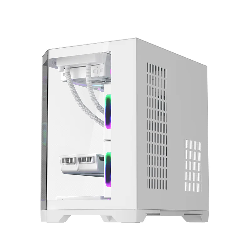 WJCOOLMAN 드리머 미니 PC 케이스 M-ATX 삼면 유리 바다 전망 룸 240 수냉 쿨러 데스크탑 컴퓨터 케이스 게이머용 케이스