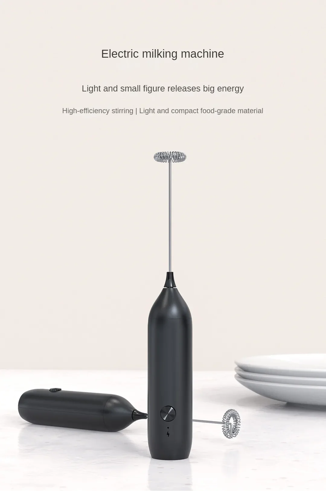 Milk Frother Electric Blender Handheld Mini Rechargeable Frother Wand for Coffee Beverage Blender, Cappuccino Frother Foam Maker 6