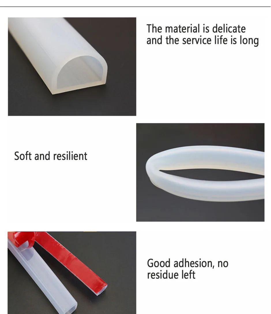 Description Picture 3 of item1M Silicone Semicircle D-shaped Bathroom Water Barrier Anti-collision Shock Absorption Door And Window Soundproofing Strip