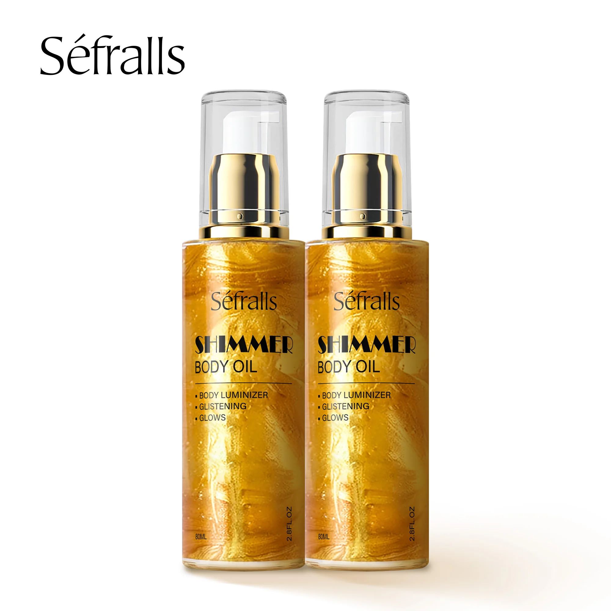 S&eacute;fralls 80ml x2pcs Shimmer Body Oil Lifting Firming Lighten Fine Lines Improve Sagging Skin Dullness Brightening Moisturizing