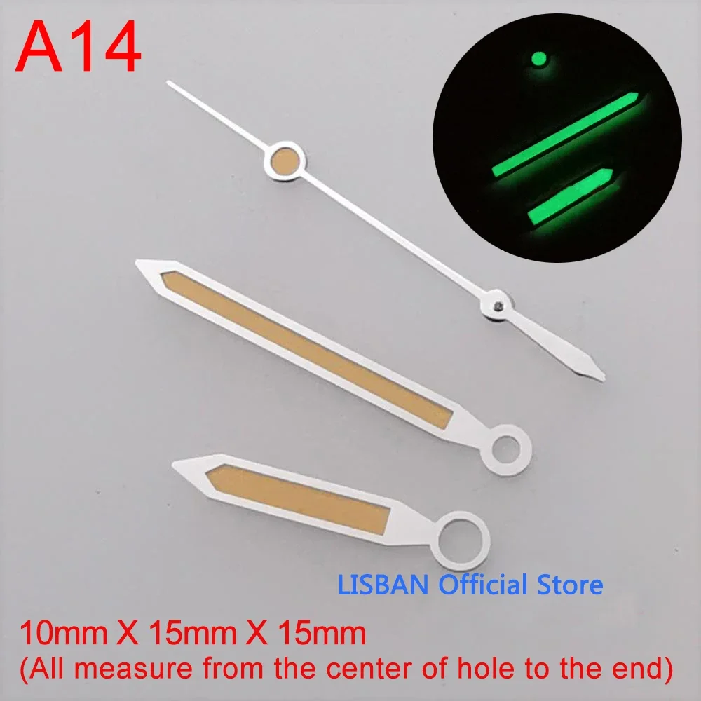 Lisban A-Series Watch Accessories Watch Hands Pointer NH35 Green Super Luminous for NH35 NH36 Movement Hands