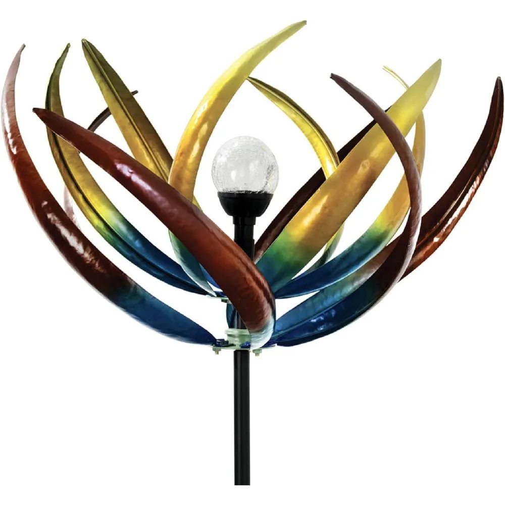 Wind Spinner, 74 Multi-Color Tulip Wind Spinners, Solar Powered Glass Ball Garden Decoration, Wind Spinner