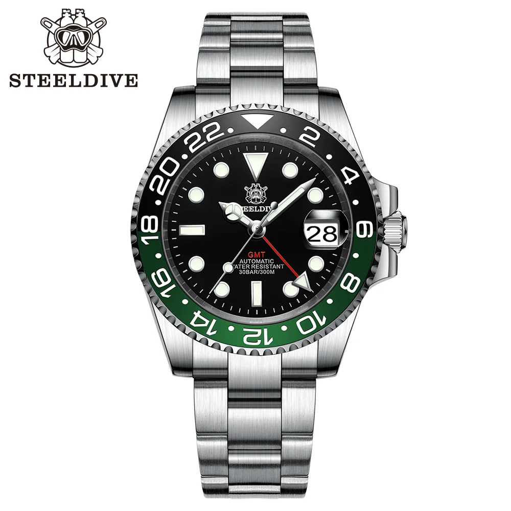 

2023 NH34 Movement New Watch Four Hands GMT STEELDIVE 41MM SD1993 C3 Super Luminous 300M Waterproof Mens Dive Watch Timepiece