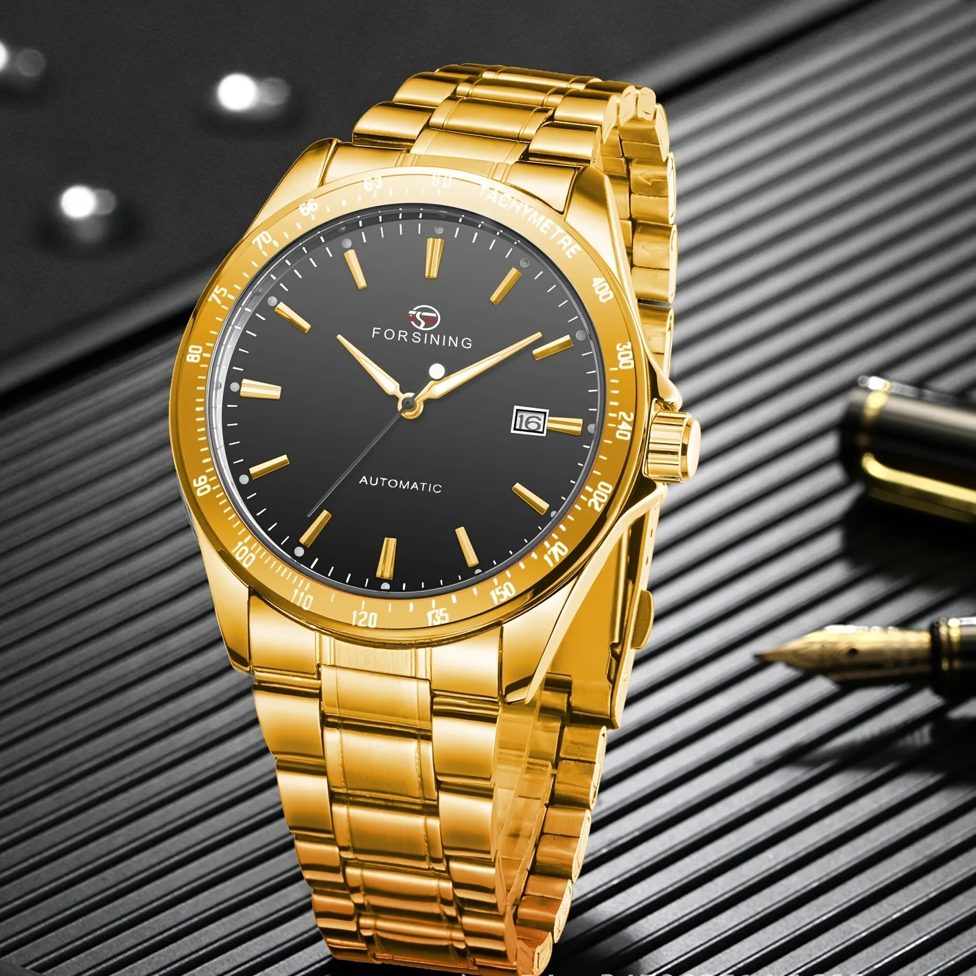 Orologio meccanico automatico di lusso per uomo - Cinturino in acciaio inossidabile, telaio ritagliato, elegante cassa in acciaio inossidabile, regalo perfetto per lui, Business C_voghion.com