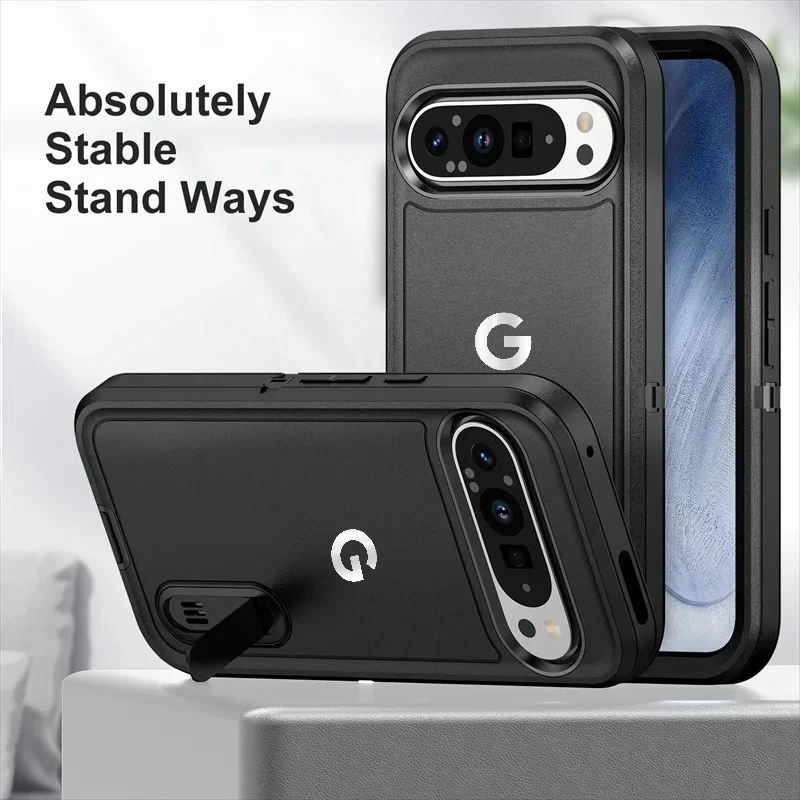 Rugged Hybrid Heavy Armor Invisible Bracket Case, TPU+PC Enhanced Anti-drop Protection