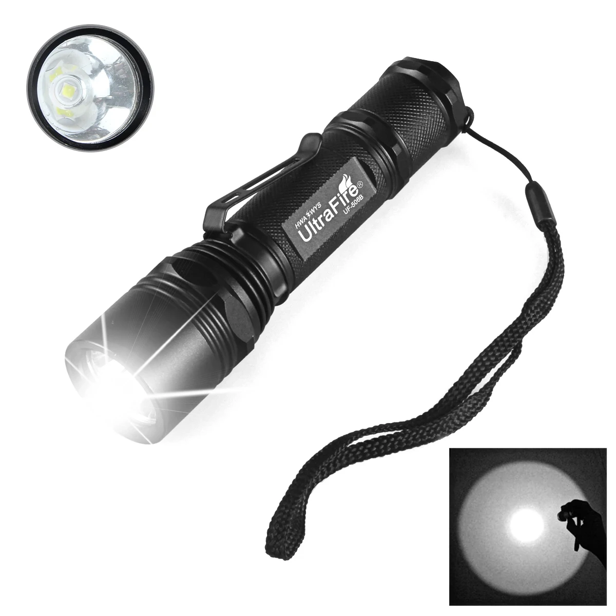 

Фонарик UltraFire UF-506B 1000 люмен, ручной супер яркий фонарик, тактический яркий фонарик, для кемпинга, походов, 18650