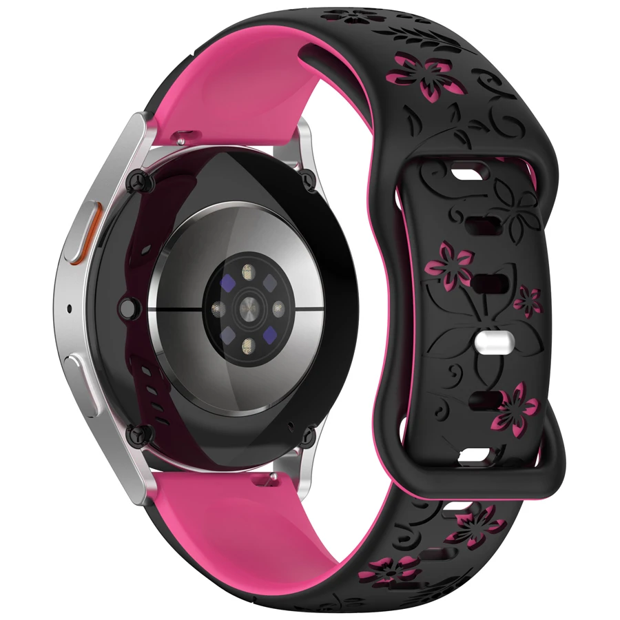 Elegant 3D Carved Floral Silicone Quick Release Watch Strap