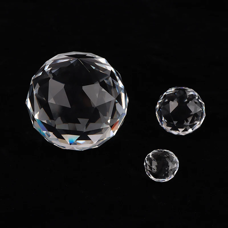 15mm/25/50mm Clear Crystal Hanging Ball Glass Prism Sun Cather Faceted Balls for Chandeliers Part Home Wedding Decoration