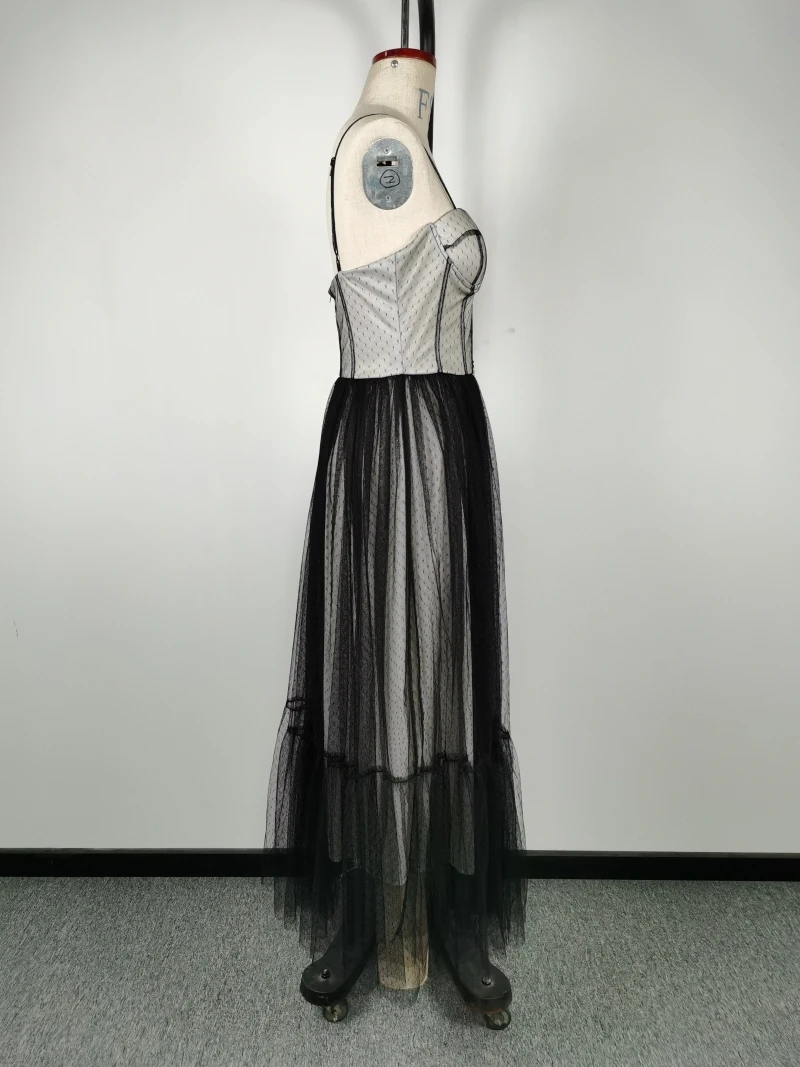 Spaghetti Strap Evening Party Dresses For Women Sexy Lace Sexy Sling Tube Top Gradient Chiffon Gothic Bridesmaid Dress