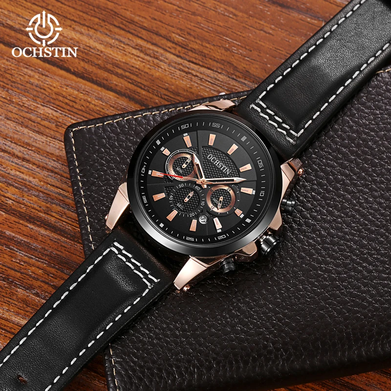 OCHSTIN Pilot Series Multi-functional Quartz Watch With Hard Lid Glass Calendar Timing 30 Meters Life Waterproof Quartz Watch