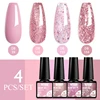 4Pcs/Set Gel Nail Polish Glitter Popular Colors In Autumn Black Semi Permanent Soak Off UV LED Nail Art Varnish Supplies 4