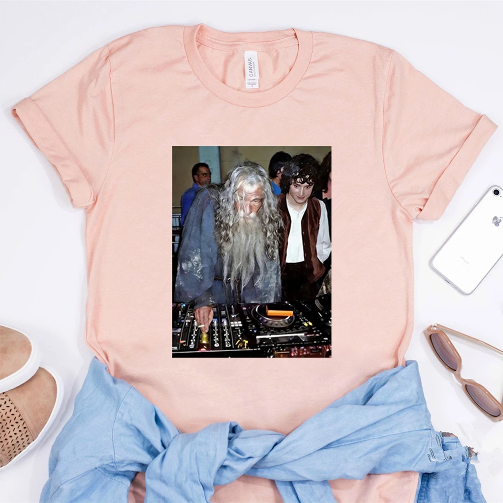 Lustiges Gandalf-DJ-T-Shirt mit Frodo-Grafik, Dark Lord LOTR Tees, The Shire Fellowship Shirts, Humor, trendige Streetwear, Hip-Hop-Tops – Detail 12