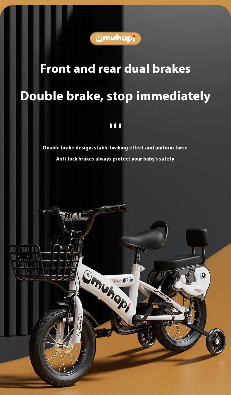 Bicycle2-8Years Bicicleta con ruedas auxiliares para bicicleta con pedales de 12-20 pulgadas