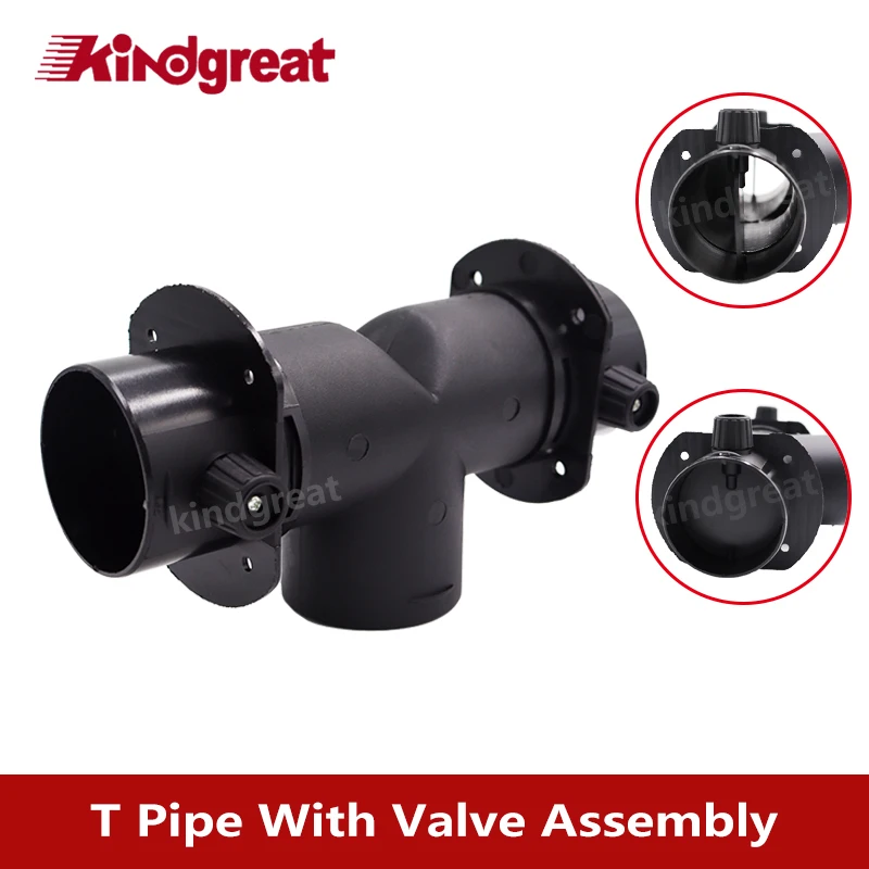 

60mm 75mm 2kw 5kw Parking Heater Plastic Connectors Exhaust Ducting T Pipe Air Vent With Valve For Eberspacher Weasto