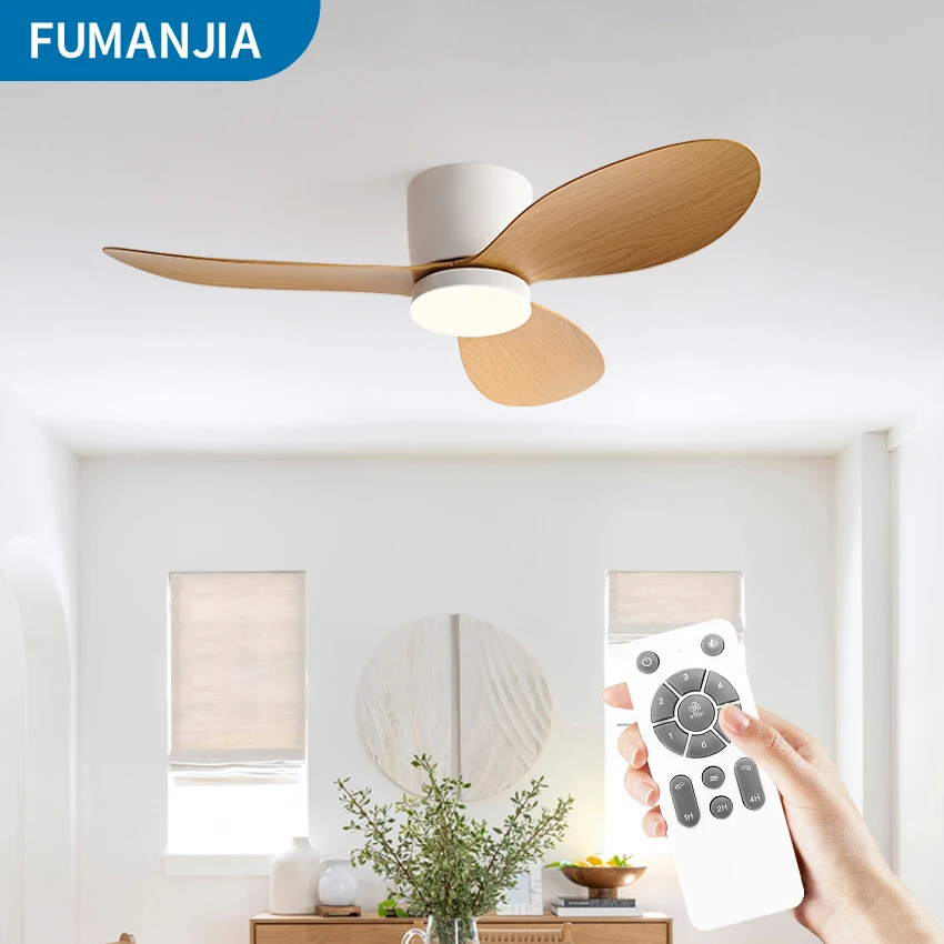 Modern Ceiling Fan w/Light 6-Speed DC Motor Remote 3-Color Dimmable 18W 36/42 Inch for Bedroom/Living Room
