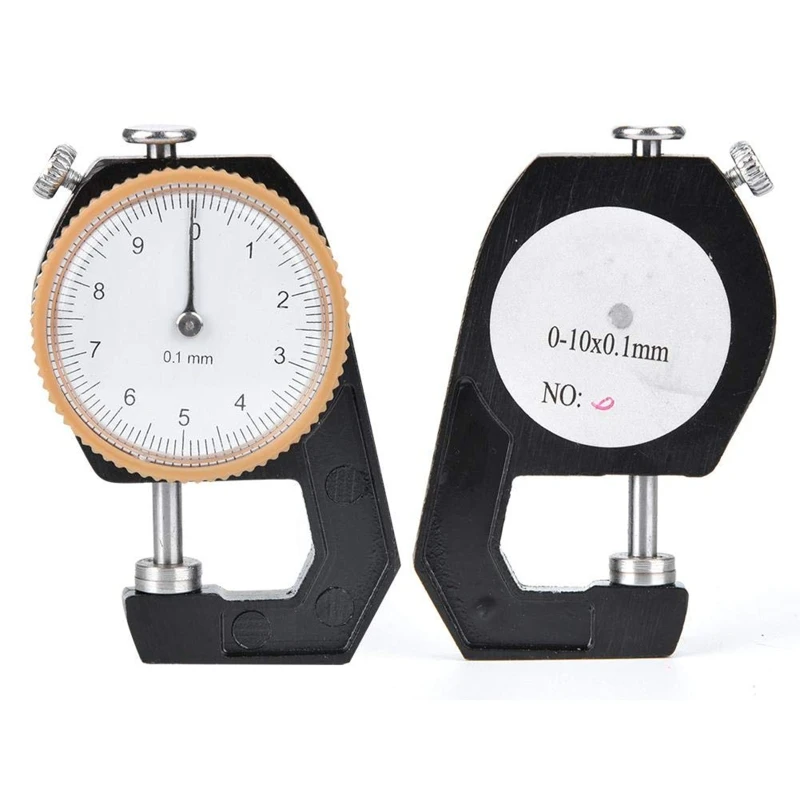 1PCS Dial Thickness Gauge 0~10mm Flat Head/Curved Tip Dial Thickness Meter Tester Measuring Tool For Flim Paper Leather Jewelry