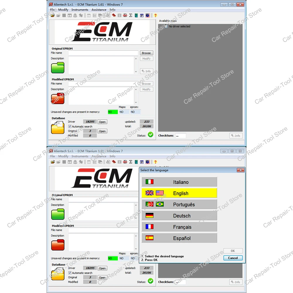 ECU Tool ECM TITANIUM 1.61 With 26000+ Driver ECM 18259+ Drivers For ecu tool For KT-/ AG and K-ESS V2 Send link or Cd or Usb