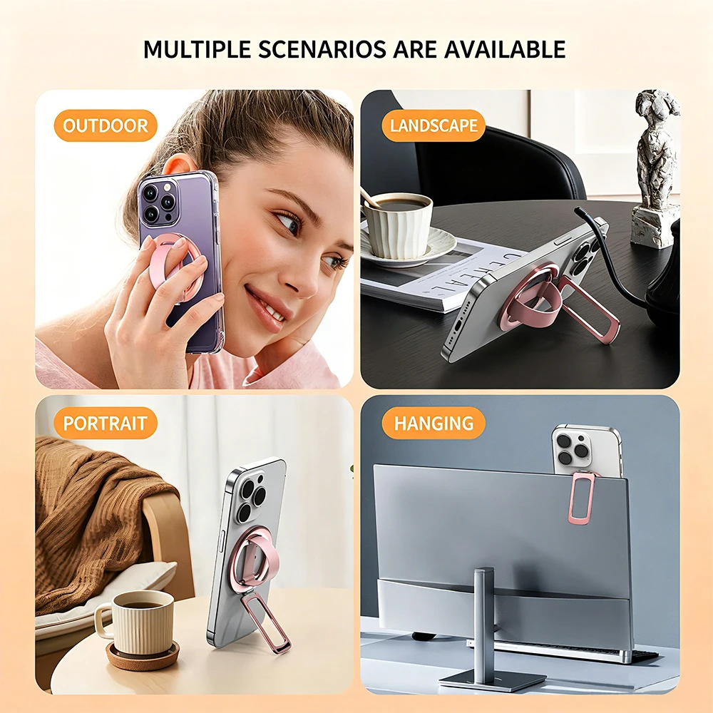 Shimmering Powder Magnetic Silicone Ring Phone Holder – 360° Rotatable Ultra Light Alloy Design