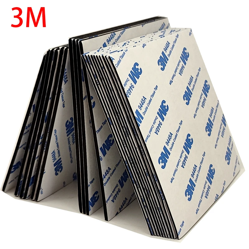 10pcs 2mm thick, 100mmx100mm Double Sticky Foam Mounting Tape with 3M 9448 glue, Black Foam, around 4