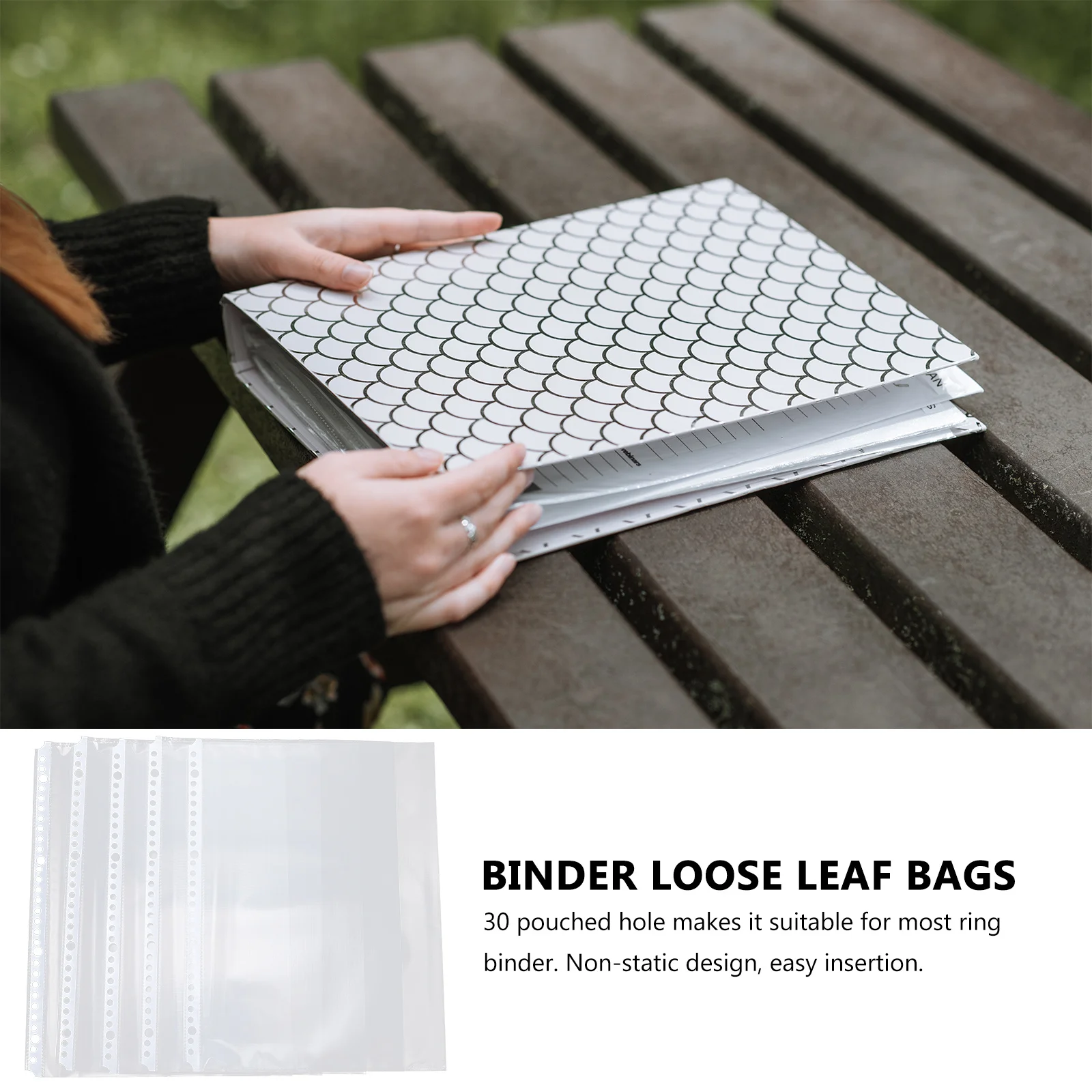 100pcs Folder Inner Page Bag Clear A4 30 Holes Sheet Protector For Binder Document Filing Bags Transparent Plastic Pouch Loose