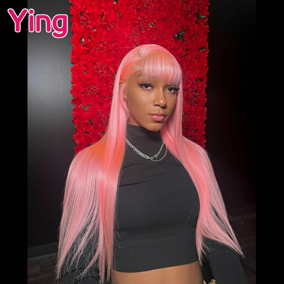 

Ying Hair Cherry Blossom Pink 13x4 Lace Frontal Wig PrePlucked Straight Brazilian #613 Blonde 13x6 Lace Front Human Hair Wigs
