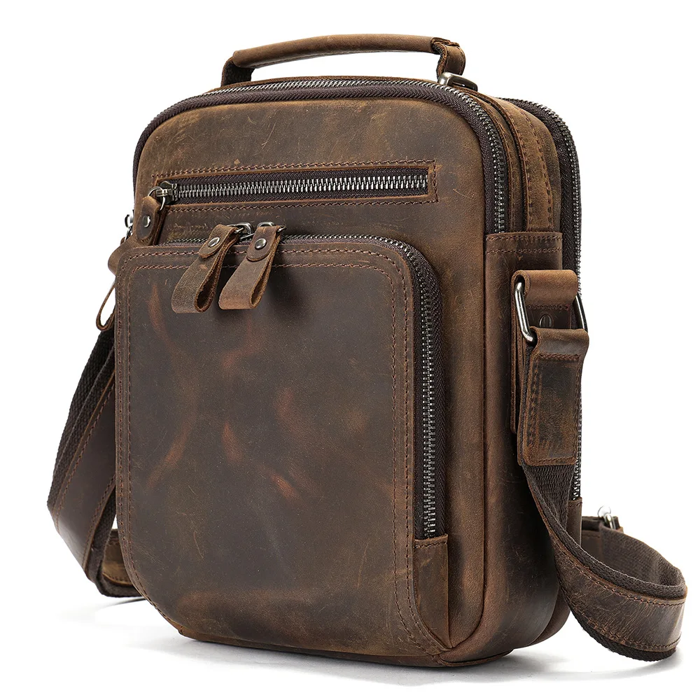 

Newsbirds Leather Shoulder Bag Crossbody Bag for Men Male Cowskin Messenger Bags Mans Sling Bag Crazy Horse leather day bag