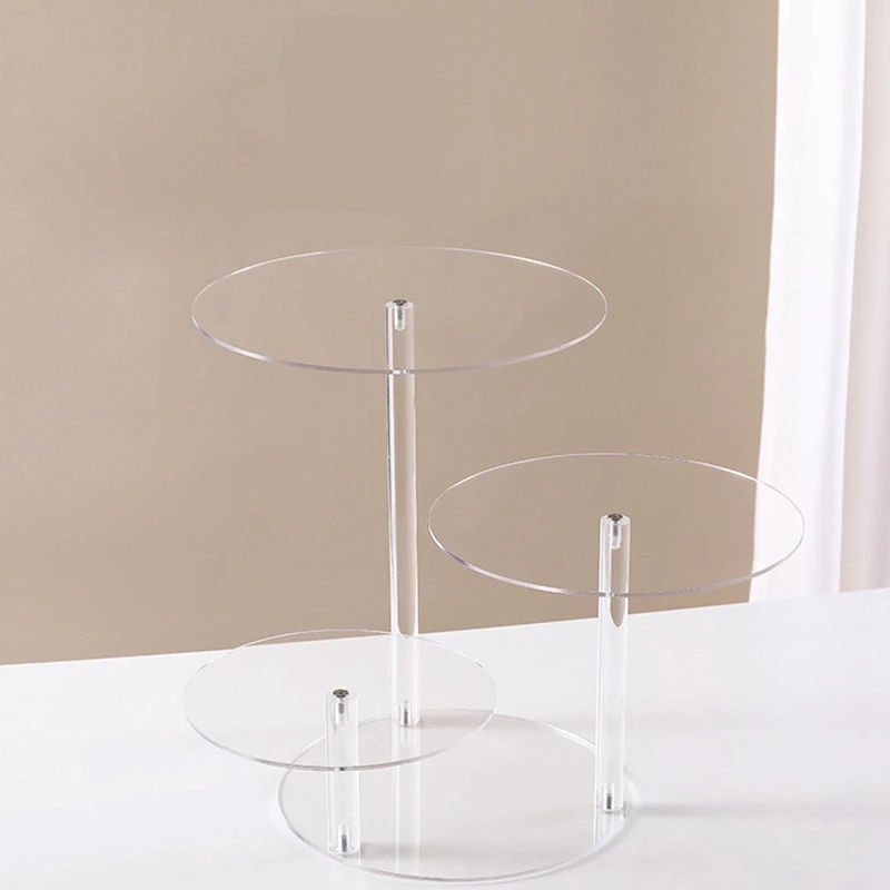 Round Acrylic Products Display Riser Stands, 3 Tiers Cupcake Stand Mini Display Rack For Cake