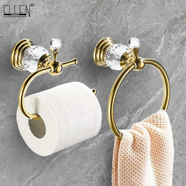 ชุดอาบน้ําในห้องน้ํา 2 ชิ้น, อุปกรณ์ติดตั้งฮาร์ดแวร์ห้องน้ําติดผนัง (ที่ใส่แหวนผ้าเช็ดตัว, ที่ใส่กระดาษชําระ, โลหะผสมสังกะสี 1