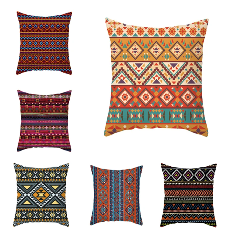 

Boho Style Vintage Cushion Cover Double Sided 45x45 Pillow Cover Decor Sofa Abstract Geometric Bed Sofa Home Decors DF283