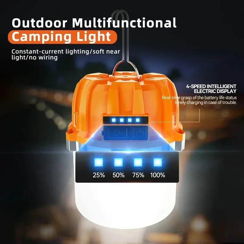Camping Lantern Built-in Battery Powerful USB Rechargeable LED for Outdoor Camping BBQ Tents Emergency Power Bank