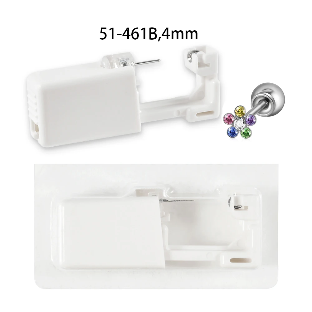 24pcs/Box Disposable Ear Piercing Gun Safe Ball Clasps Mini Daisy Crown Earring Piercer Machine Tool For Adult Kids Wholesale