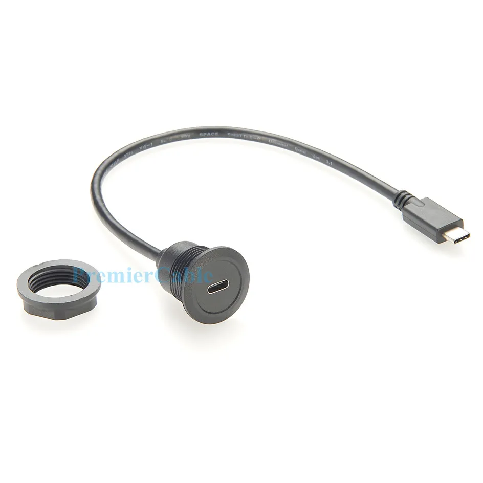 USB 3.1 C Stecker auf Buchse Verlängerungskabel Rundes Einbau-Panelmontage-USB-Typ-C-Verlängerungskabel 10Gbps Hochgeschwindigkeits-Daten & Strom – Detail 3