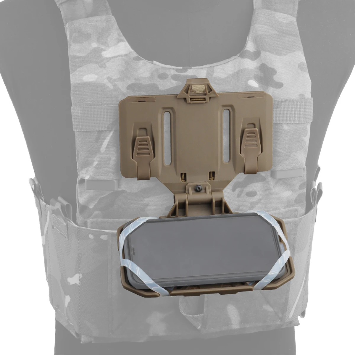Navigation Board Holder Phone Holder Airsoft Plate Carrier Molle Phone Carrier Outdoor Navigation Board Quick Access Foldable Holder Tactical Vest Chest Rig Mount