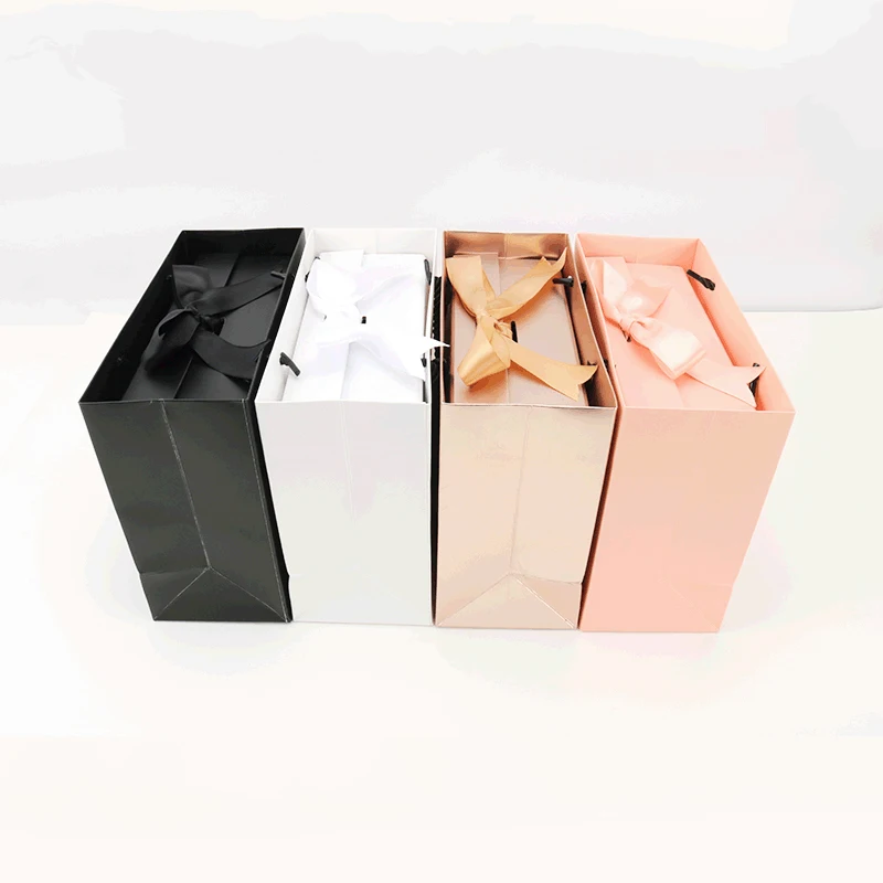 Magnetic Flip ribbon Gift Box Folding Box Black for Birthday Holiday Gifting Party Supplies Cardboard Box Factory Direct Sales