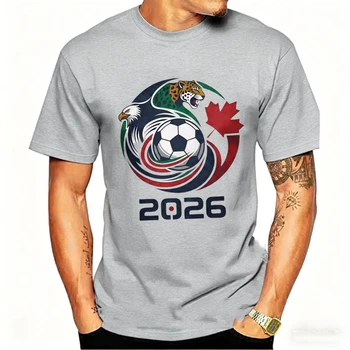T-shirt Sportiva da Uomo 2026 USA Canada Messico Calcio Aquila Giaguaro Grafica Maglietta per Tifosi Miglior Regalo Estivo Manica Corta