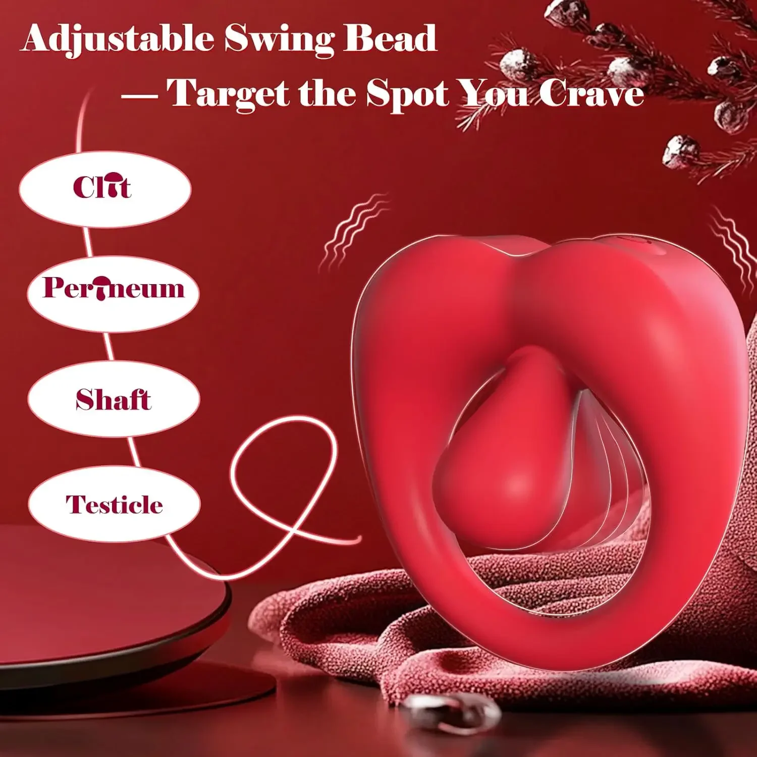 APP Control Vibrating Cock Ring with 360° Adjustable Tongue Clitoral Taint Testicle Stimulator Male Pleasure Penis Ring Vibrator