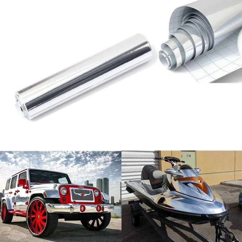 

Silver Chrome Mirror 11.8*59.8 Inch Wrap Film Car Sticker Decal Sheet Bubble Accessories For Vehicles