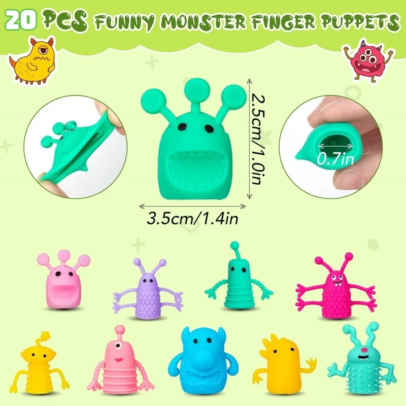 Monster Stretchy Finger Puppets Funny Soft Rubber Doll Sets for Role Playing Birthday Halloween Kids Party Favors