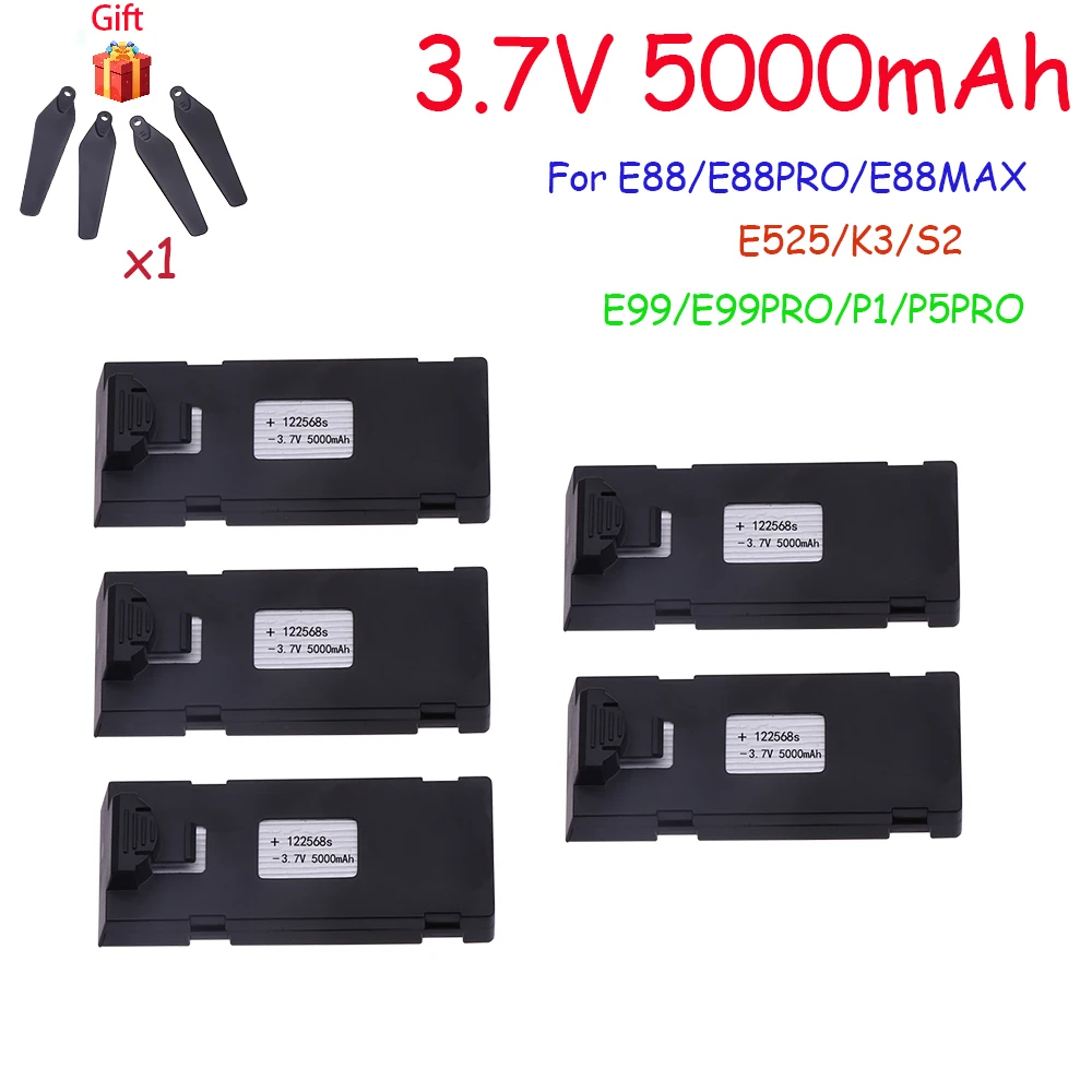 3.7V 5000Mah RC Drone Battery Accessory For E88 E88PRO E99 K3 Ls-E525 E525 PRO Mini Uav Drone Battery Special Battery Rc Parts