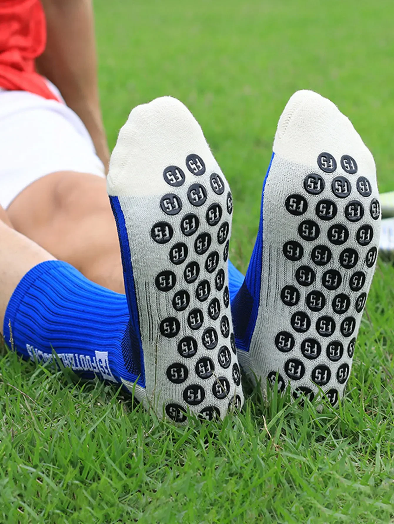 4 pairs FS and TC mid tube glued football socks for sports training and competition non slip breathable socks