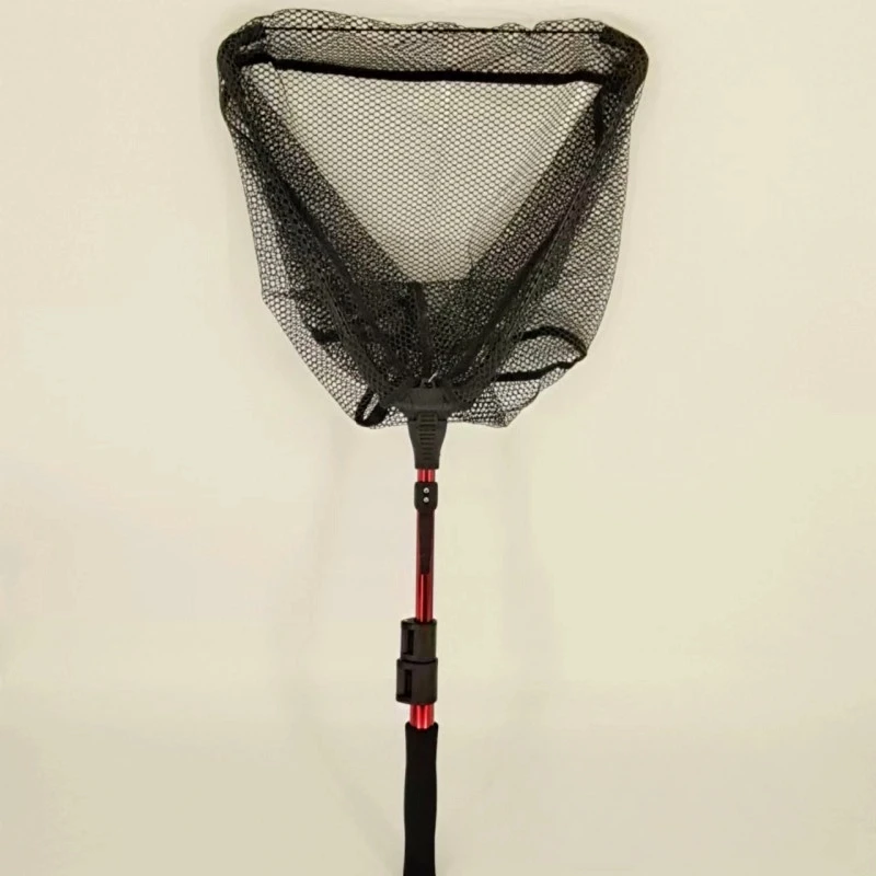 1pc 70cm Fly Fishing Triangle Foldable Telescopic Hand Net Aluminum Alloy Fish Catching Net Integrated Portable Net Fishing