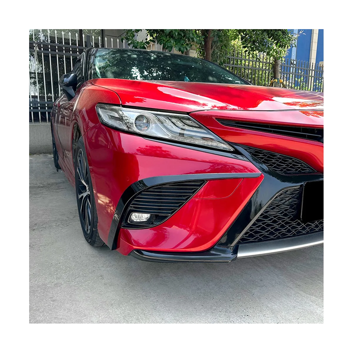 

Car Front Bumper Light Frames Spoiler Racing Grille Cover for Toyota Camry 8Th Generation 2018 2019 2020 Sport(Black)