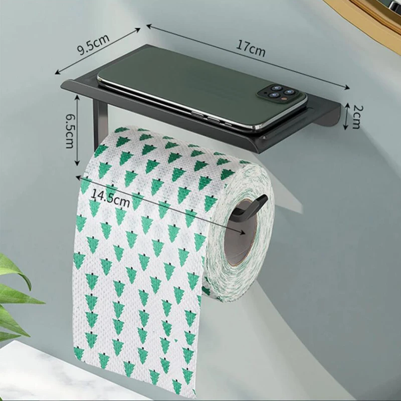 Stainless Steel Toilet Paper Holder Bathroom Wall Hanging Paper Phone Holder Shelf Storage Hook Tissue Toilet Roll