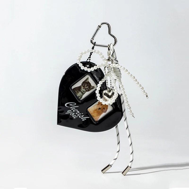 Liebeskartenhalter, geflochtenes Seil, Taschenanhänger, rotes und schwarzes Nylonseil, Auto-Schlüsselanhänger, niedlicher Hund, Taschenanhänger, Ornamente – Detail 9